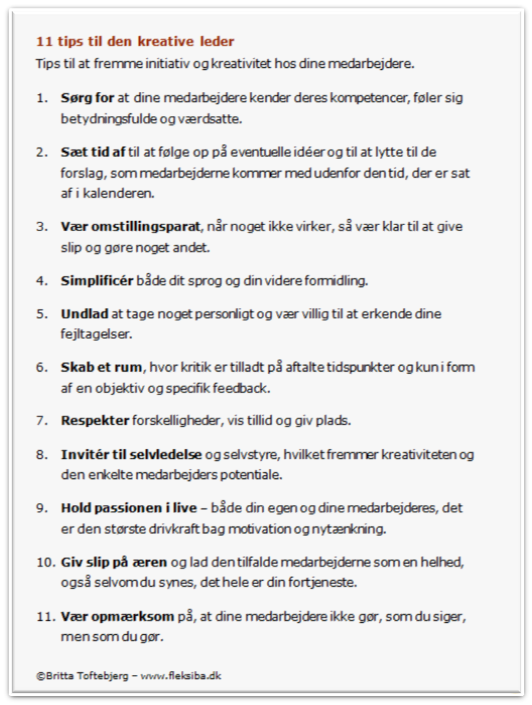 11 tips til den kreative leder - fleksiba.dk